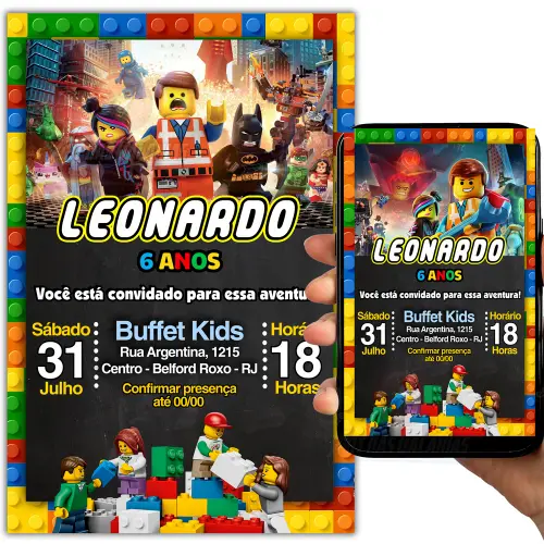 Convite Digital Lego