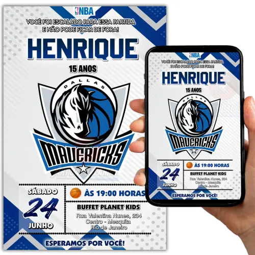 Convite Digital Basquete NBA Dallas Mavericks
