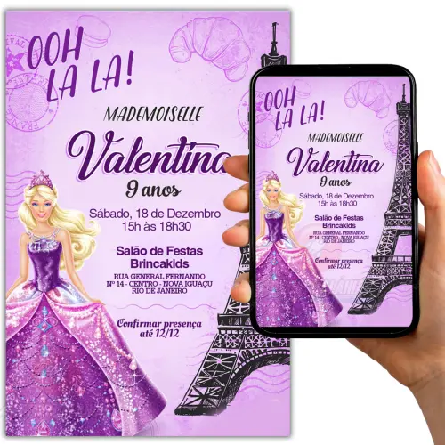 Convite Digital Barbie