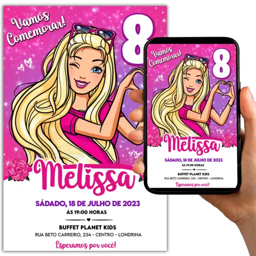 Convite Digital Barbie -