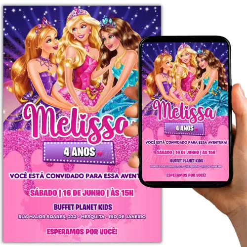 Convite Digital Barbie