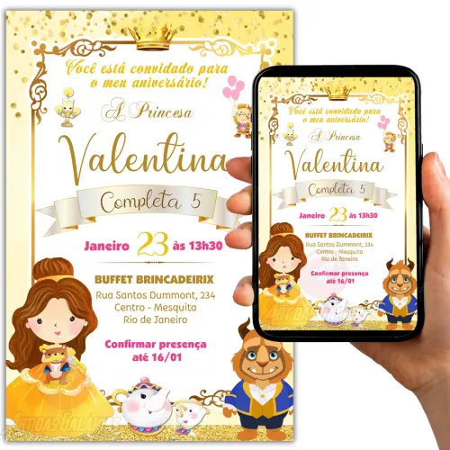 Convite Digital A Bela e a Fera