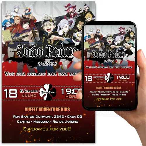 Convite Digital Black Clover