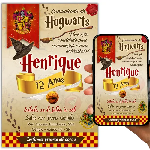 Convite Digital Harry Potter