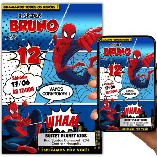 Convite Digital Homem Aranha