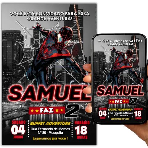 Convite Digital Homem Aranha Mile Morales