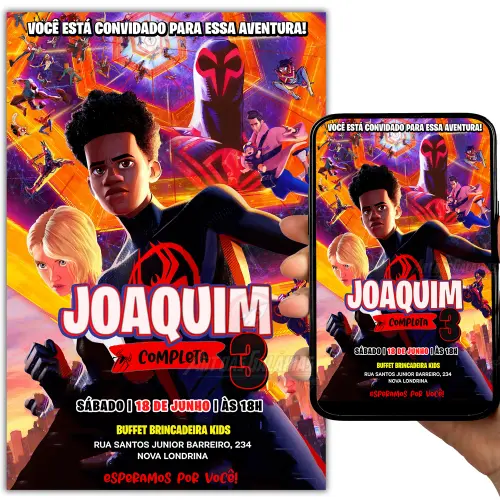 Convite Digital Homem Aranha Mile Morales