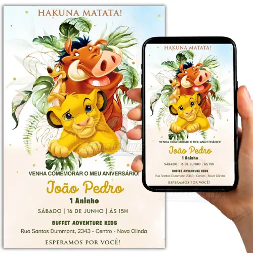 Convite Digital O Rei Leão