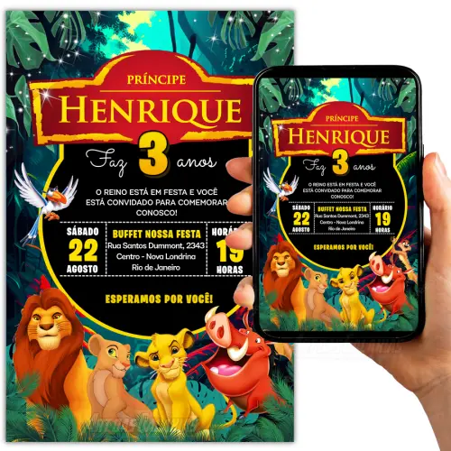 Convite Digital O Rei Leão