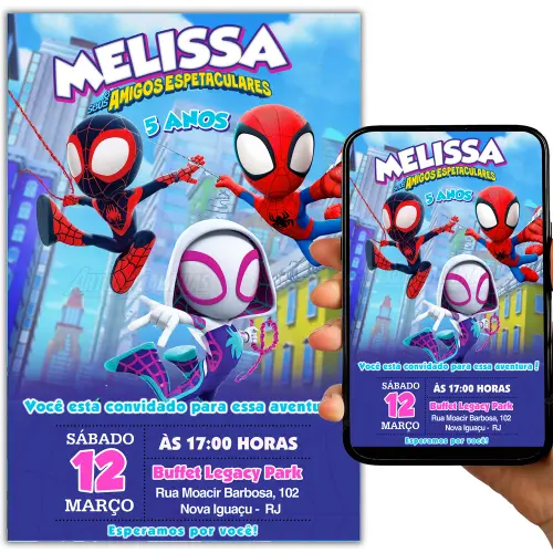 Convite Digital Spidey e Seus Amigos Espetaculares