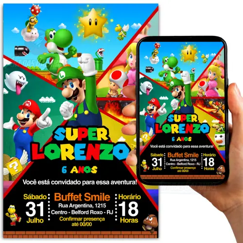 Convite Digital Super Mario