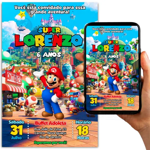 Convite Digital Super Mario