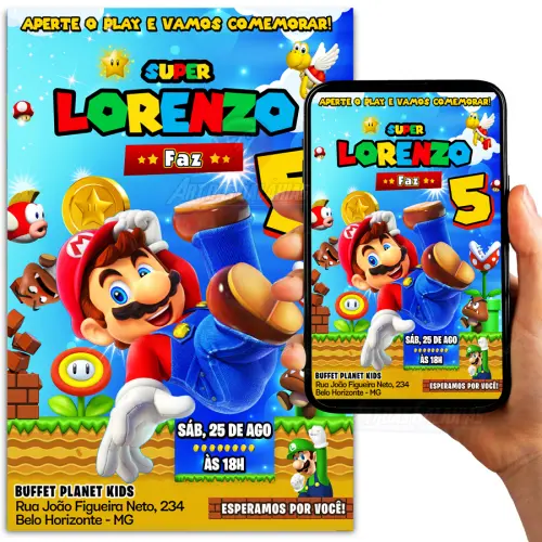 Convite Digital Super Mario