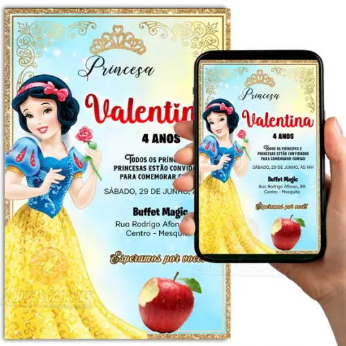 Convite Branca de Neve Digital