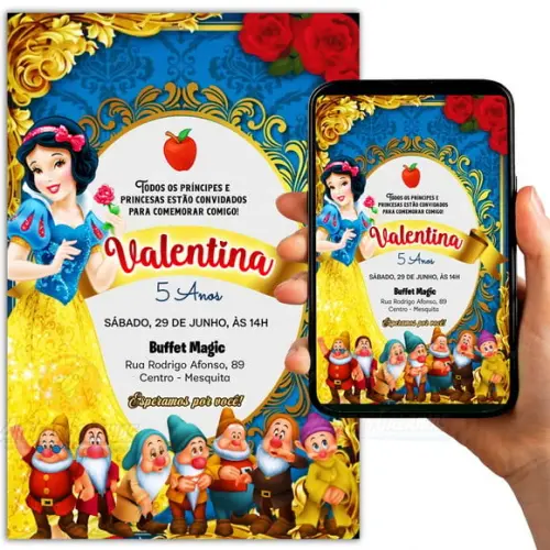 Convite Branca de Neve Digital