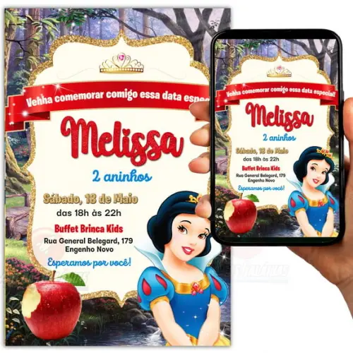 Convite Branca de Neve Digital
