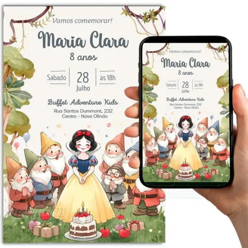 Convite Branca de Neve Digital