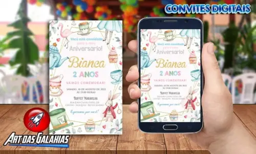 Convite Digital Alice no País das Maravilhas