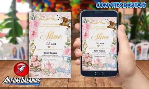Convite Digital Alice no País das Maravilhas