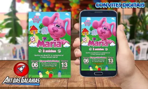 Convite Digital Blue Clues - As Pistas de Blue - Magenta