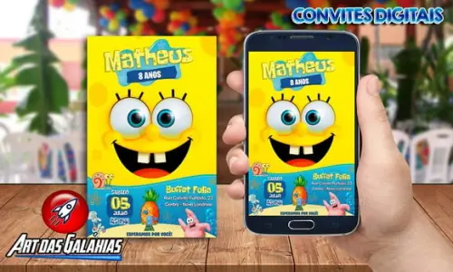 Convite Digital Bob Esponja