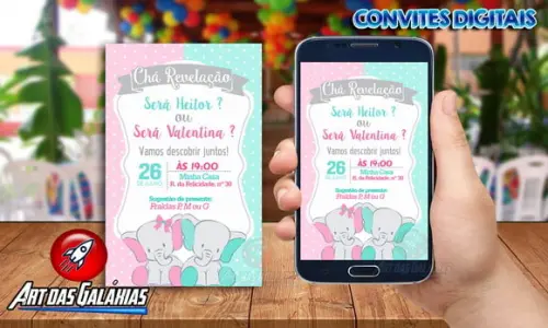 Convite Digital Chá Revelação Elefante MOD01