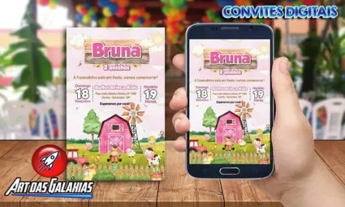 Convite Digital Fazendinha Rosa