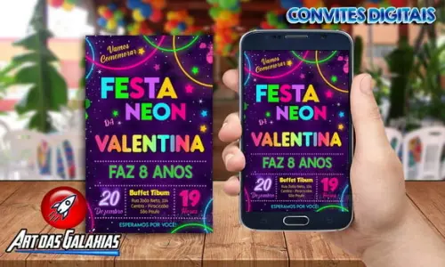 Convite Digital Festa Neon