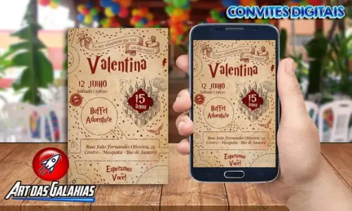 Convite Digital Harry Potter - Mapa Do Maroto