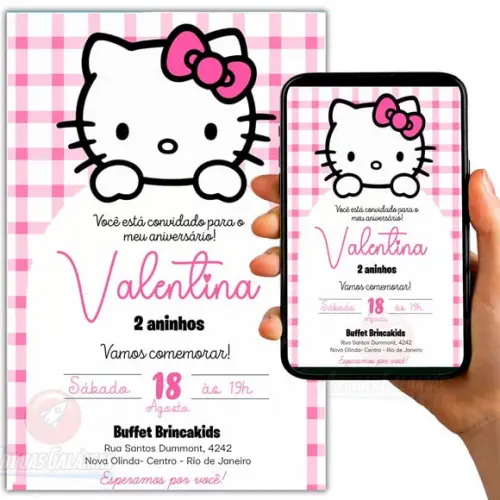 Convite Digital Hello Kitty