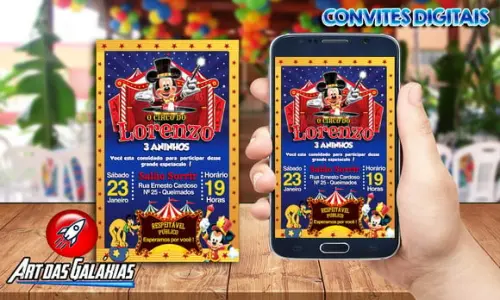 Convite Digital Mickey Circo MOD01