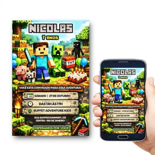 Convite Digital Minecraft