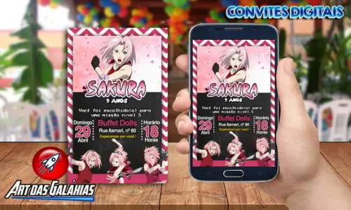 Convite Digital Naruto - Sakura