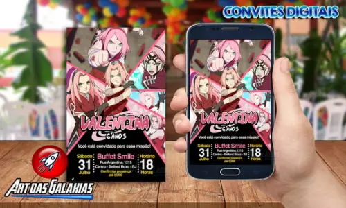 Convite Digital Naruto - Sakura