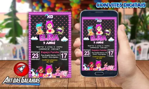 Convite Digital PK XD Rosa MOD03