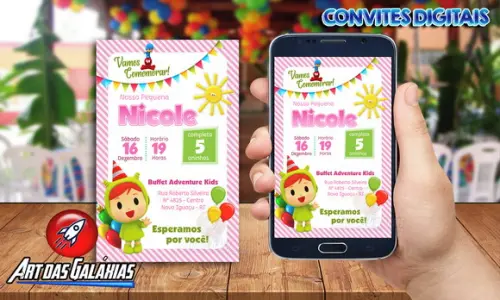 Convite Digital Pocoyo Rosa