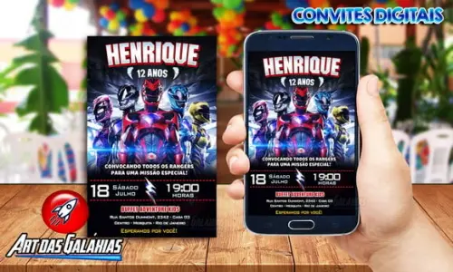 Convite Digital Power Rangers