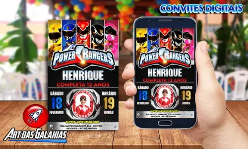 Convite Digital Power Rangers