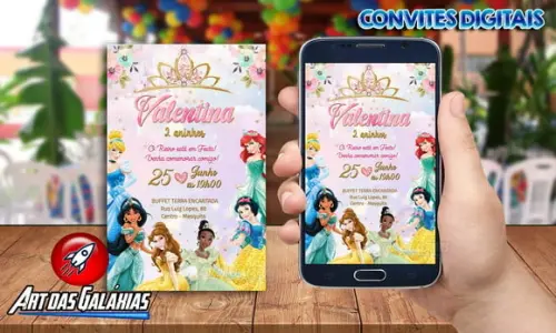 Convite Digital Princesas Disney
