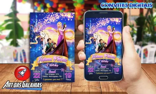 Convite Digital Rapunzel - Enrolados - MOD2