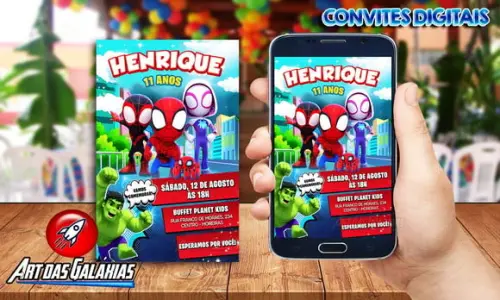 Convite Digital Spidey e Seus Amigos Espetaculares