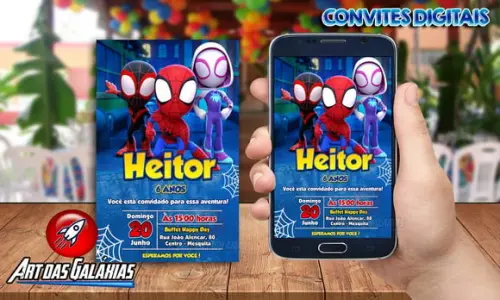 Convite Digital Spidey e Seus Amigos Espetaculares