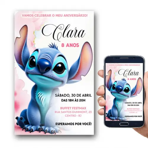 Convite Digital Stitch Personalizado
