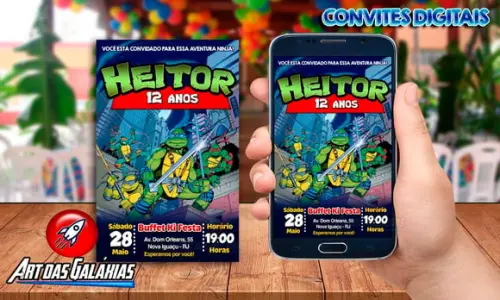 Convite Digital Tartarugas Ninjas