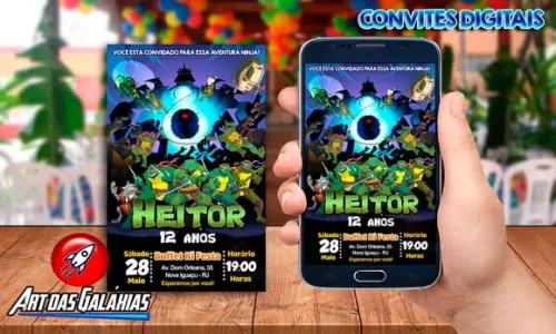 Convite Digital Tartarugas Ninjas