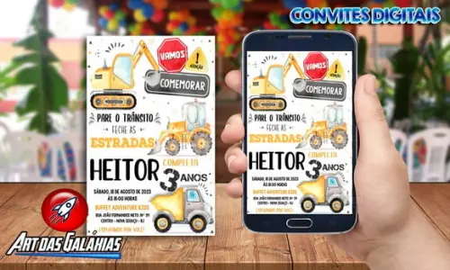 Convite Digital Trator Construção