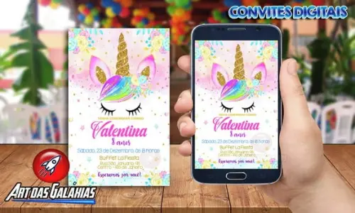 Convite Digital Unicórnio - MOD4