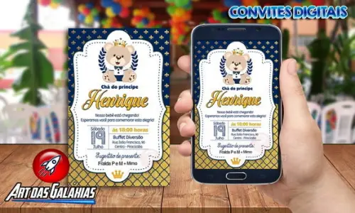Convite Digital Ursinho Príncipe