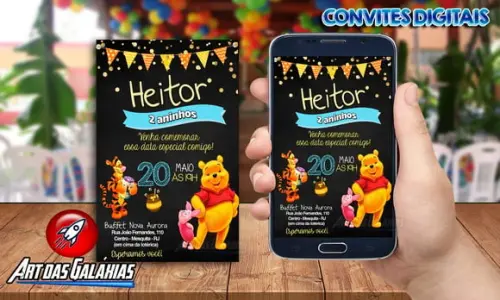 Convite Digital Ursinho Pooh