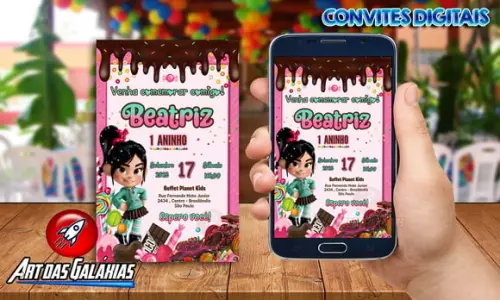 Convite Digital Vanellope - Detona Ralph